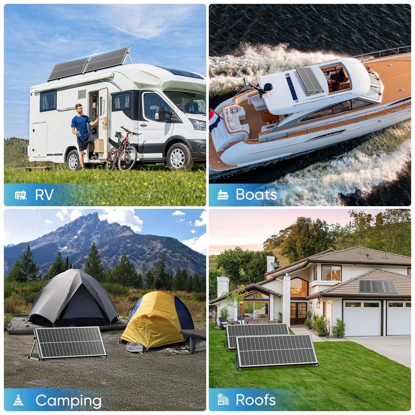 Rvpozwer 400W 12V Double Sided Monocrystalline Solar Panel