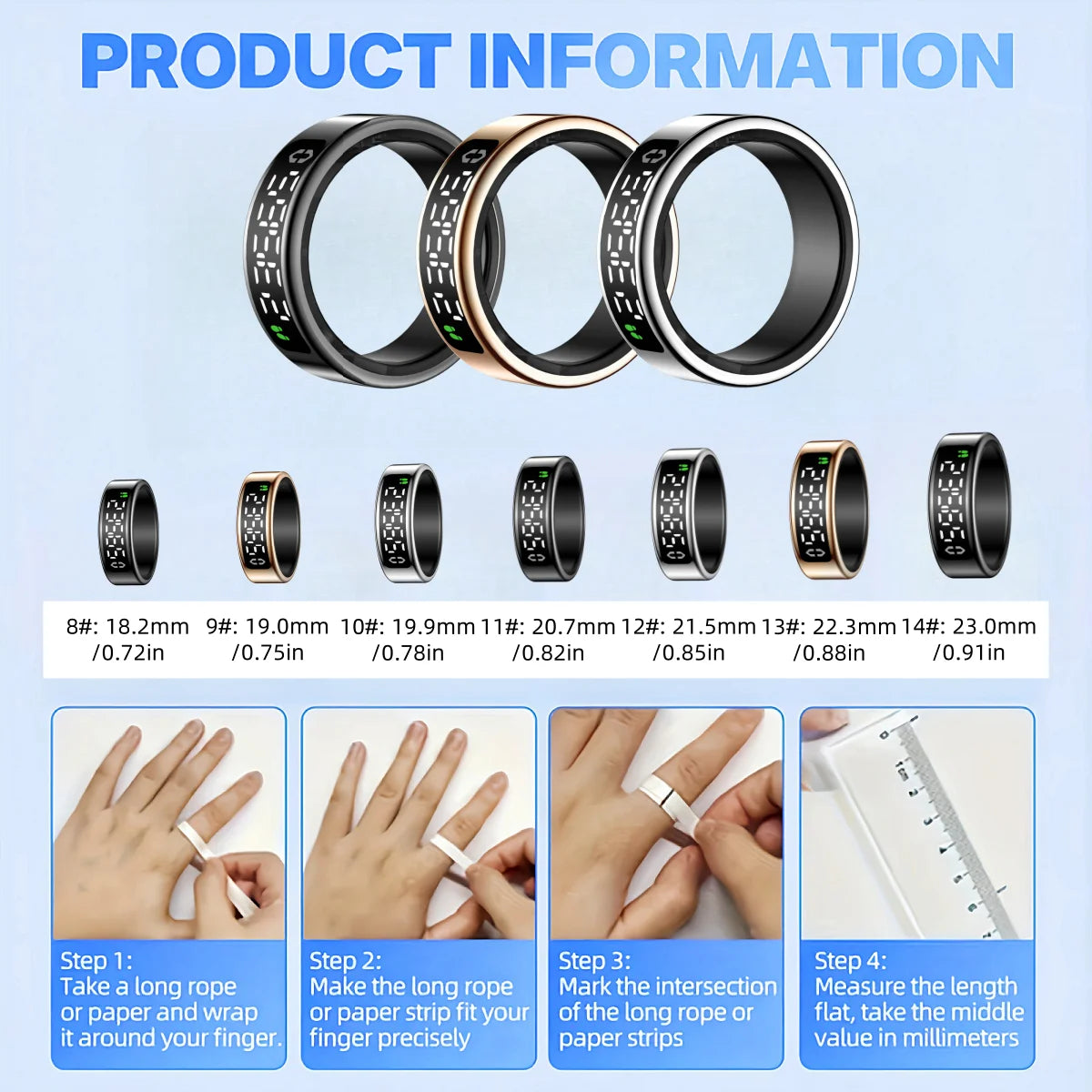 Smart Ring Digital Display Activity Tracker Sleep Monitoring Sports Modes
