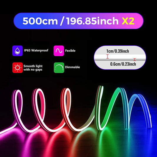 Mexllex Neon WiFi RGB LED Strip Lights Waterproof Music Sync