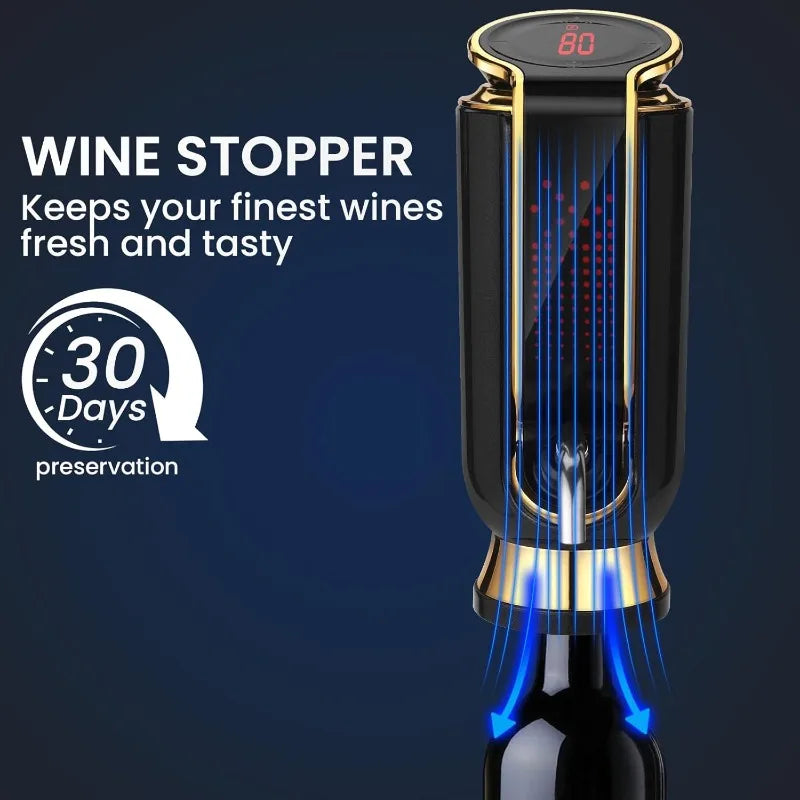 4-in-1 Electric Wine Aerator With LED Display And Vacuum Saver