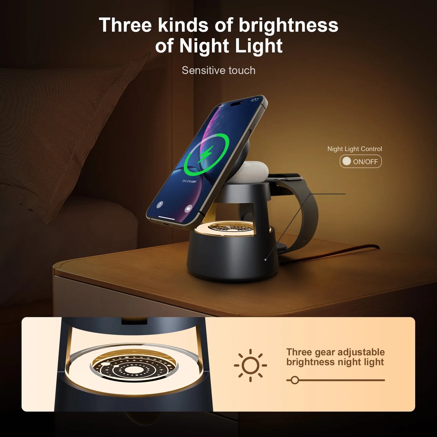 4 in 1 Magnetic Wireless Charger 15W Apple Watch AirPods