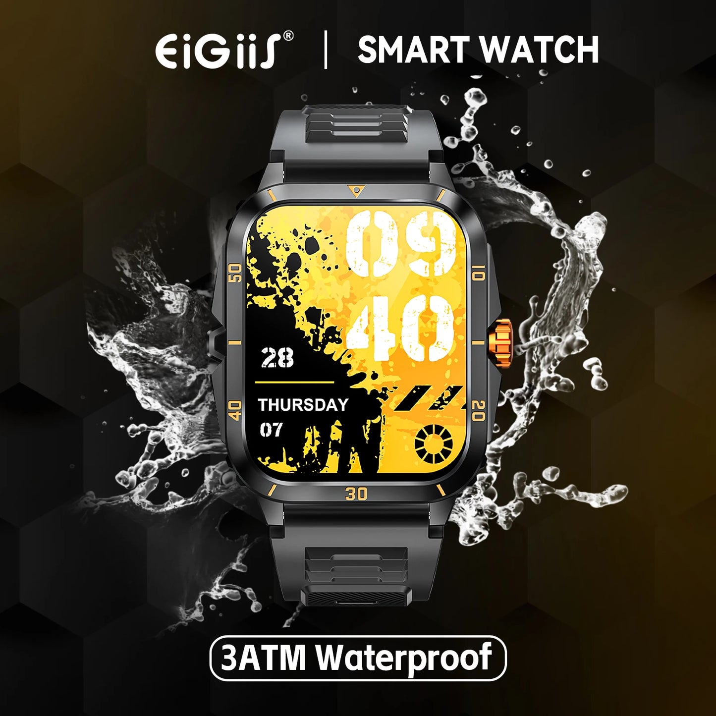 EIGIIS KT71 Smartwatch 3ATM Waterproof Heart Rate Blood Pressure Bluetooth