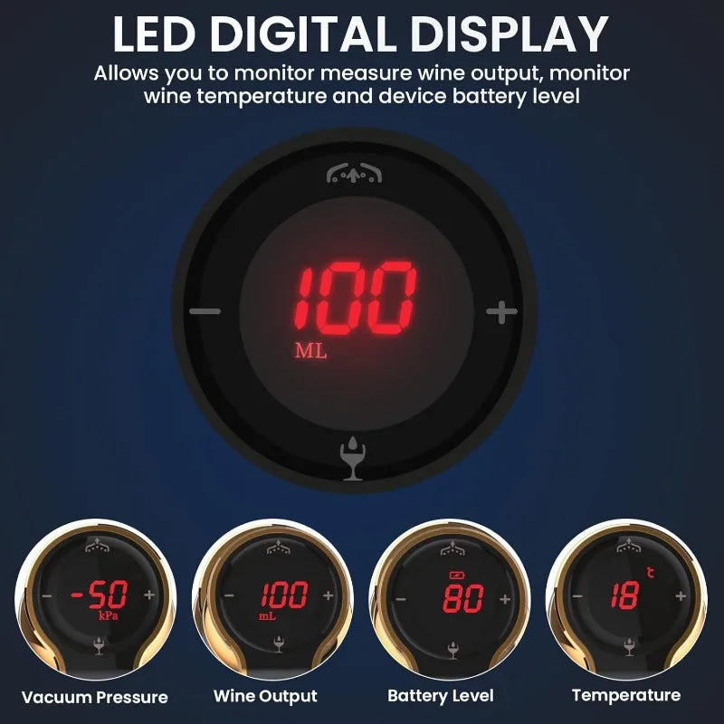 4-in-1 Electric Wine Aerator With LED Display And Vacuum Saver