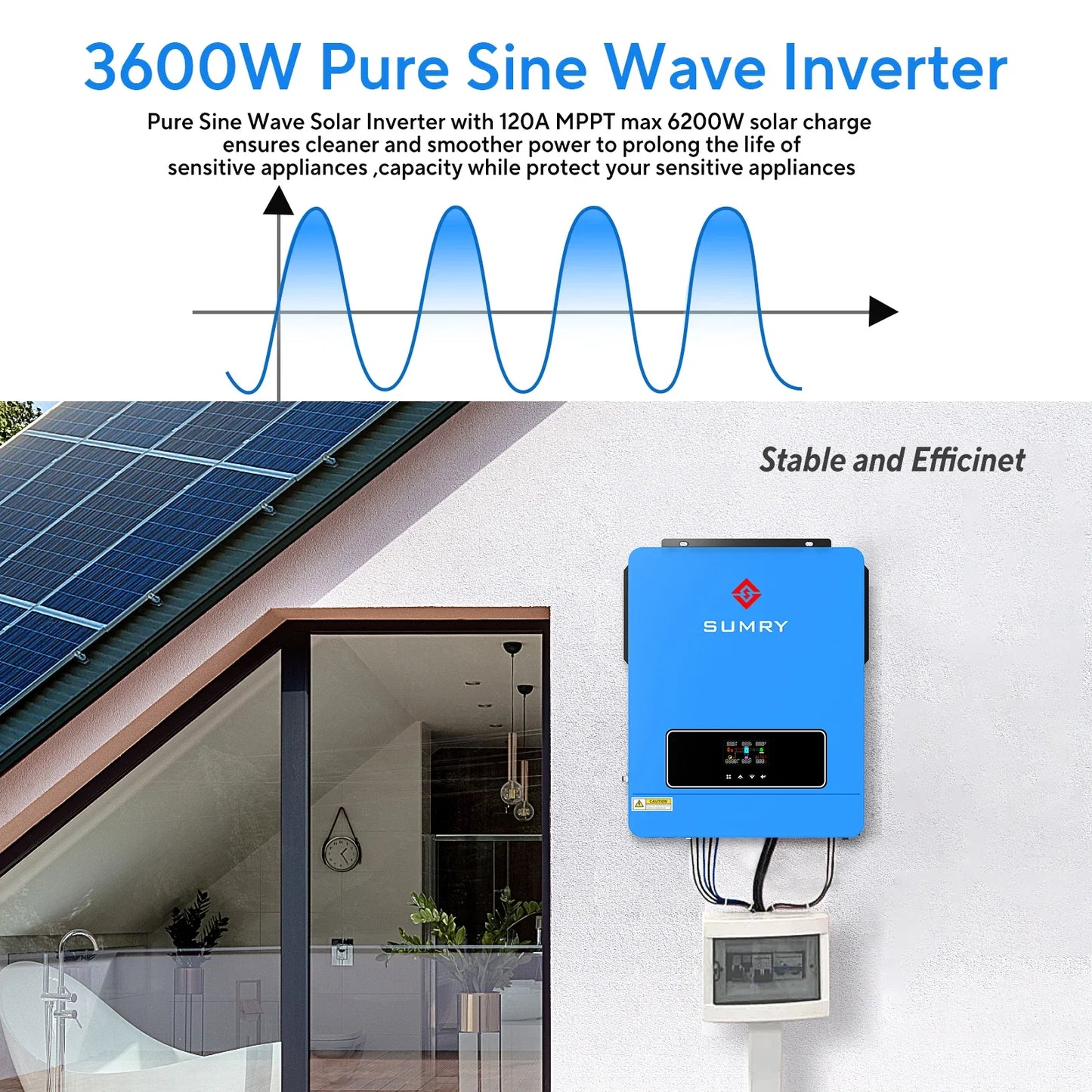 Sumry 3600W 24V To 120V Pure Sine Wave Inverter System
