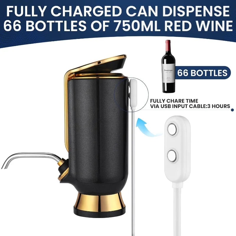 4-in-1 Electric Wine Aerator With LED Display And Vacuum Saver