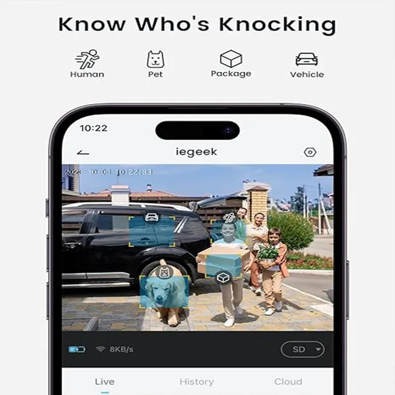 IeGeek 2K Wireless Doorbell Camera With AI Motion Detection