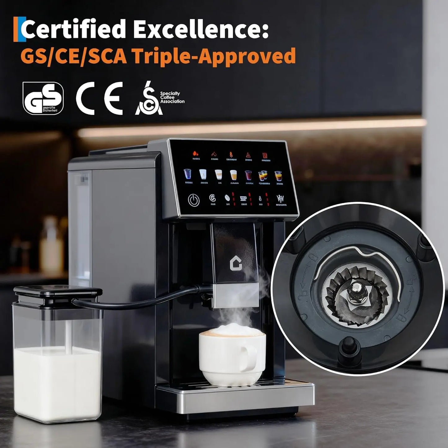 Acekool Espresso Maker With Milk Frother And Grinder