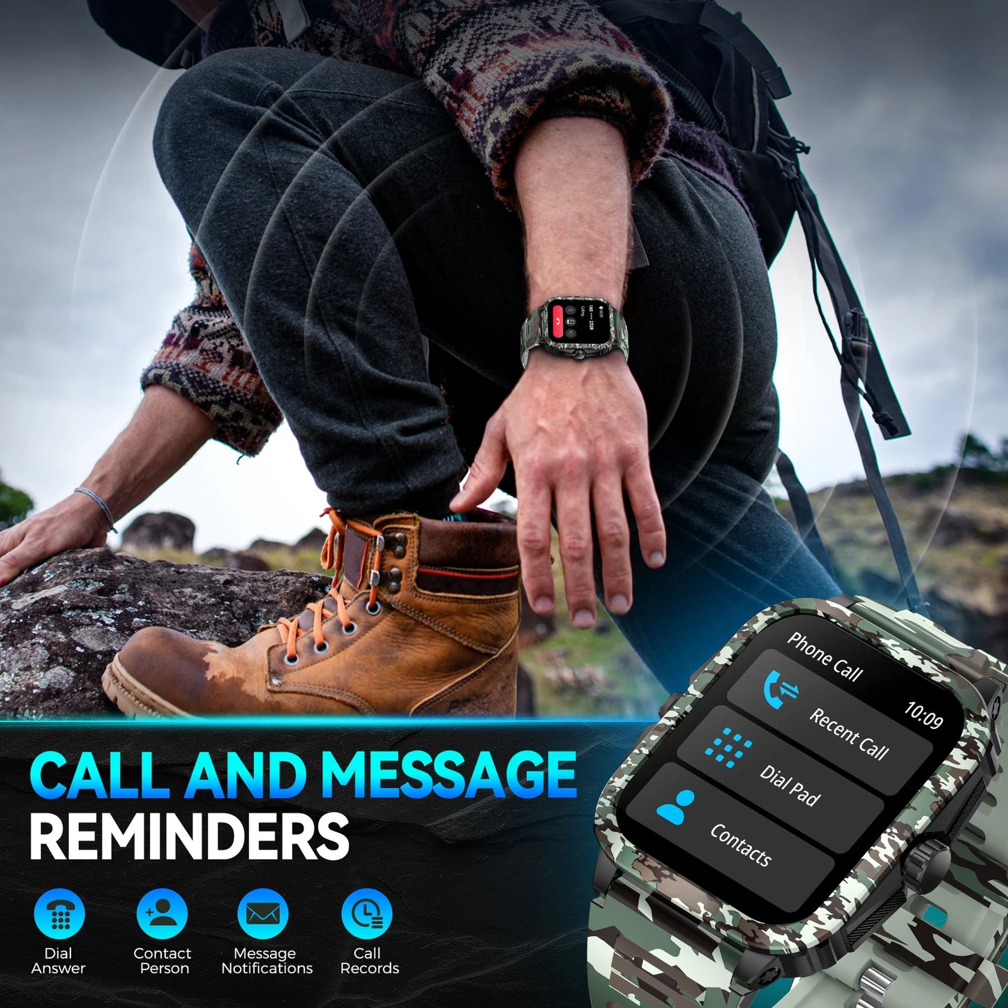 LaNikar KT71 Smart Watch 3ATM Waterproof Fitness Tracker