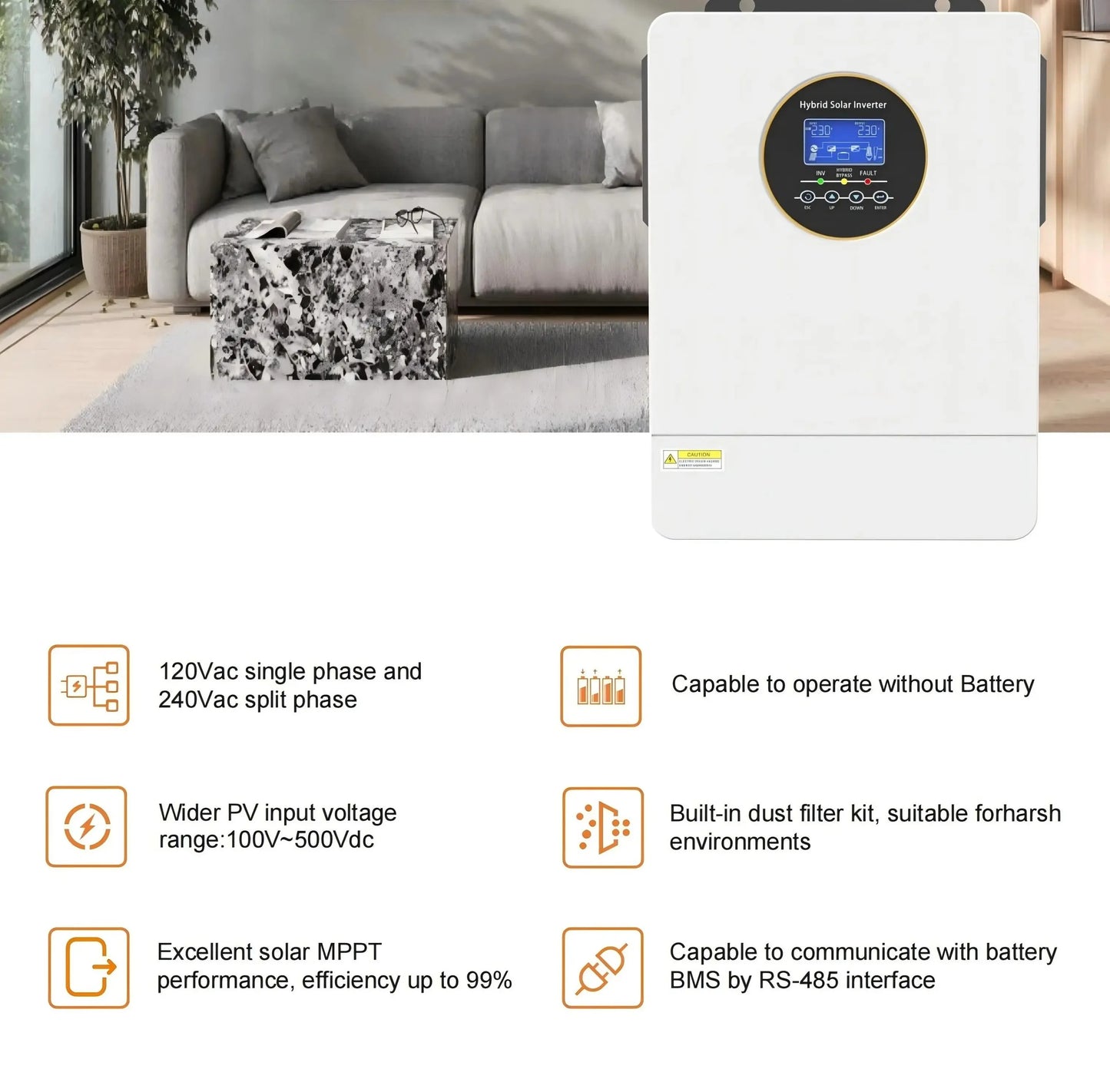 ECGSOLAX 6.2KW Hybrid Solar Inverter Pure Sine Wave 48V MPPT