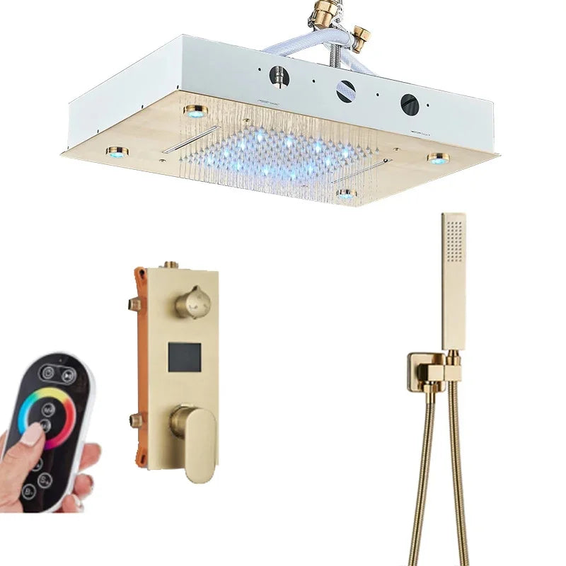 Shinesia Thermostatic Rainfall Concealed Shower System With Led Remote