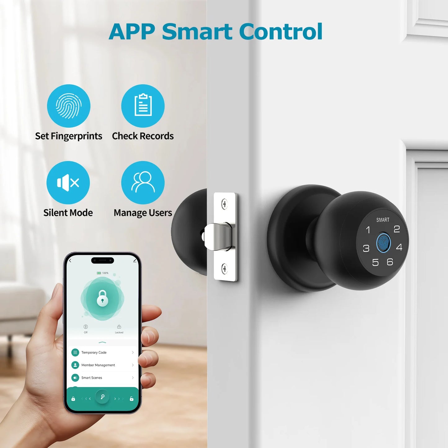 Viladepot Ball Shaped Smart Lock With Fingerprint And App