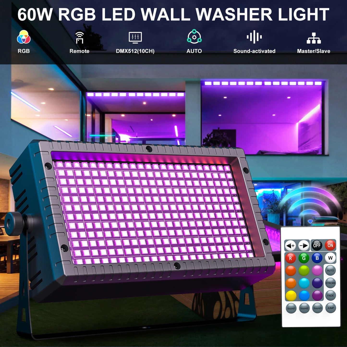 Yiflamefly 4x60W Mini LED Strobe RGBW 4in1 Wallwasher DMX512 10CH
