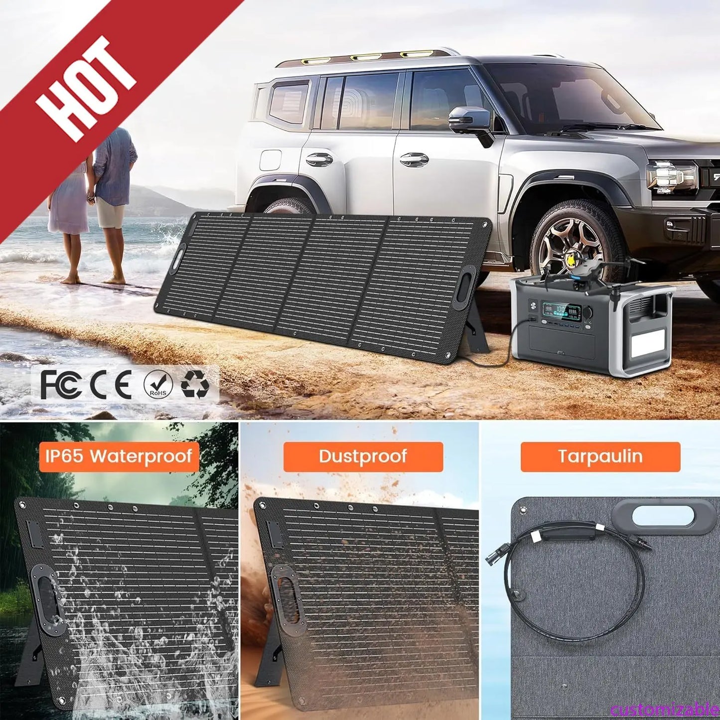 XMSJ 200W Portable Foldable Solar Panel Kit For Camping Emergency