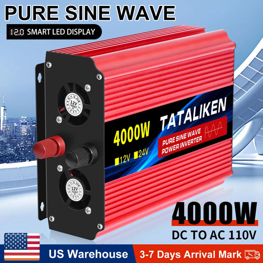 TATALIKEN 12V DC To 110V 60Hz Pure Sine Wave Car Inverter 1000W To 10000W