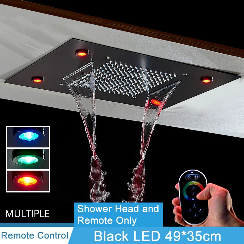 Shinesia Thermostatic Rainfall Concealed Shower System With Led Remote