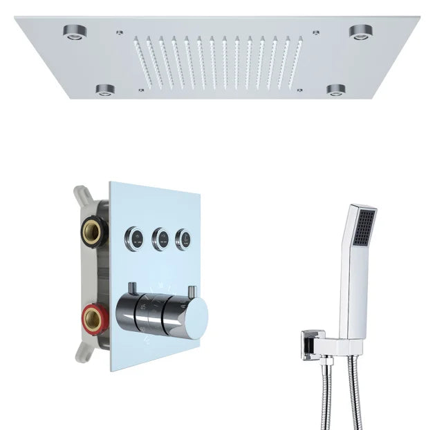 Shinesia Thermostatic Rainfall Ceiling Shower System With Led Remote Control
