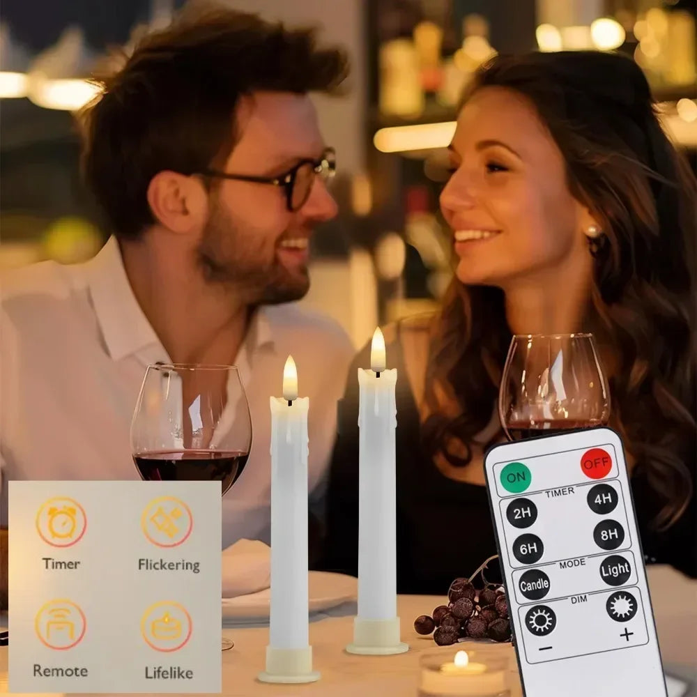 Led Taper Candle With Remote Flameless Flicker Window Decor