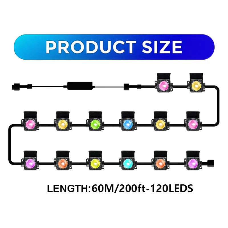 Permanent Outdoor RGB LED String Lights IP67 Waterproof