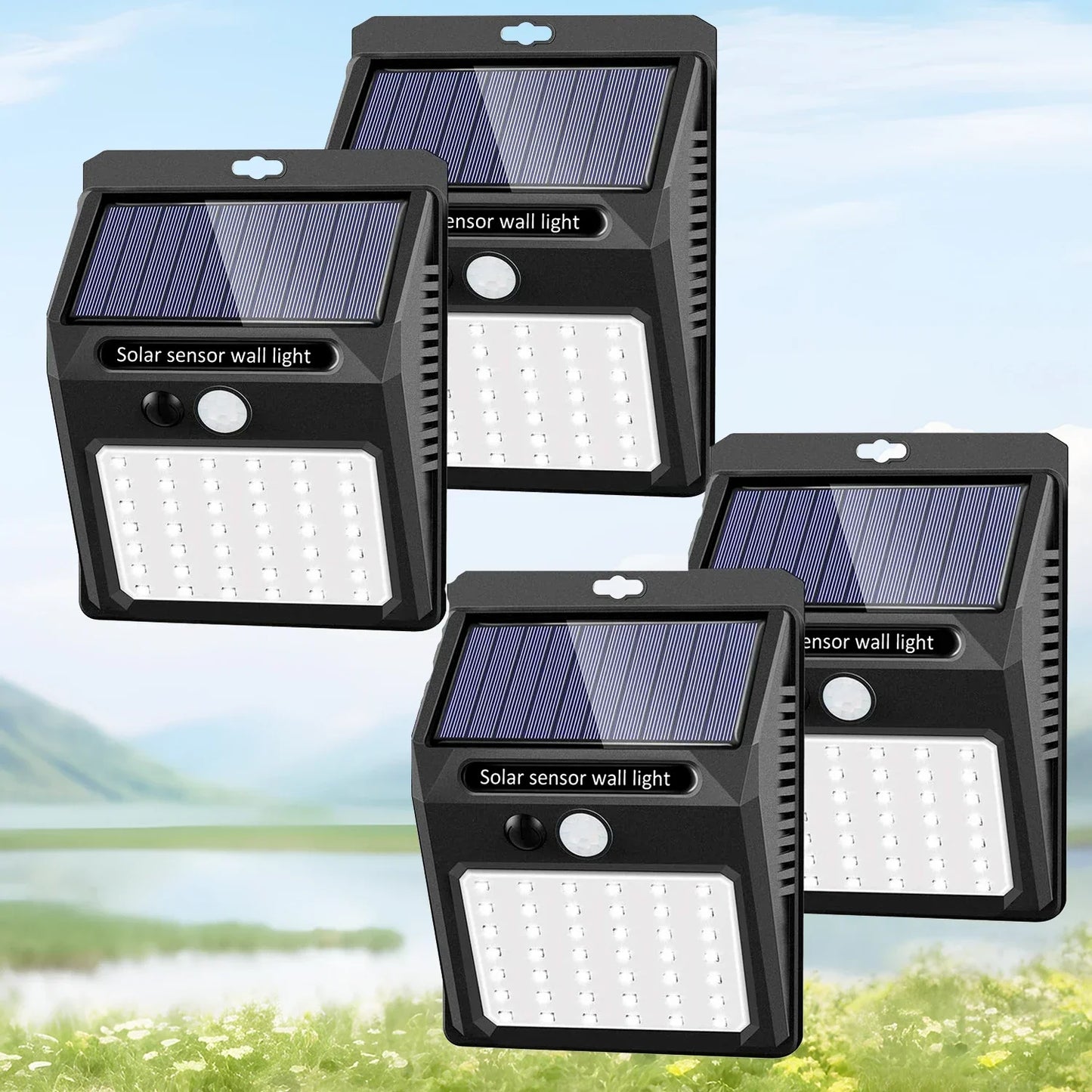 SZRSTH Solar Outdoor Lights 4 Pack Motion Sensor Safety Lights