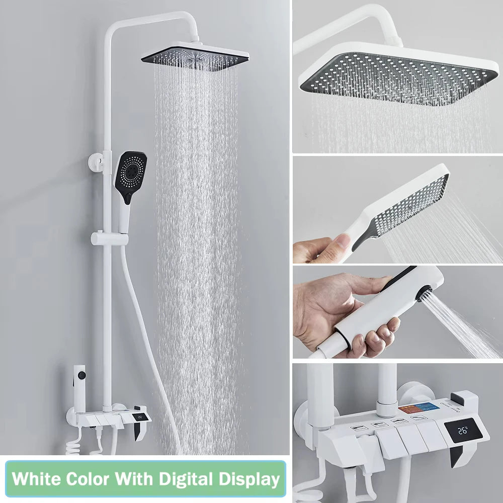 Rozin Smart Digital Display Shower Faucet Set With Rainfall System