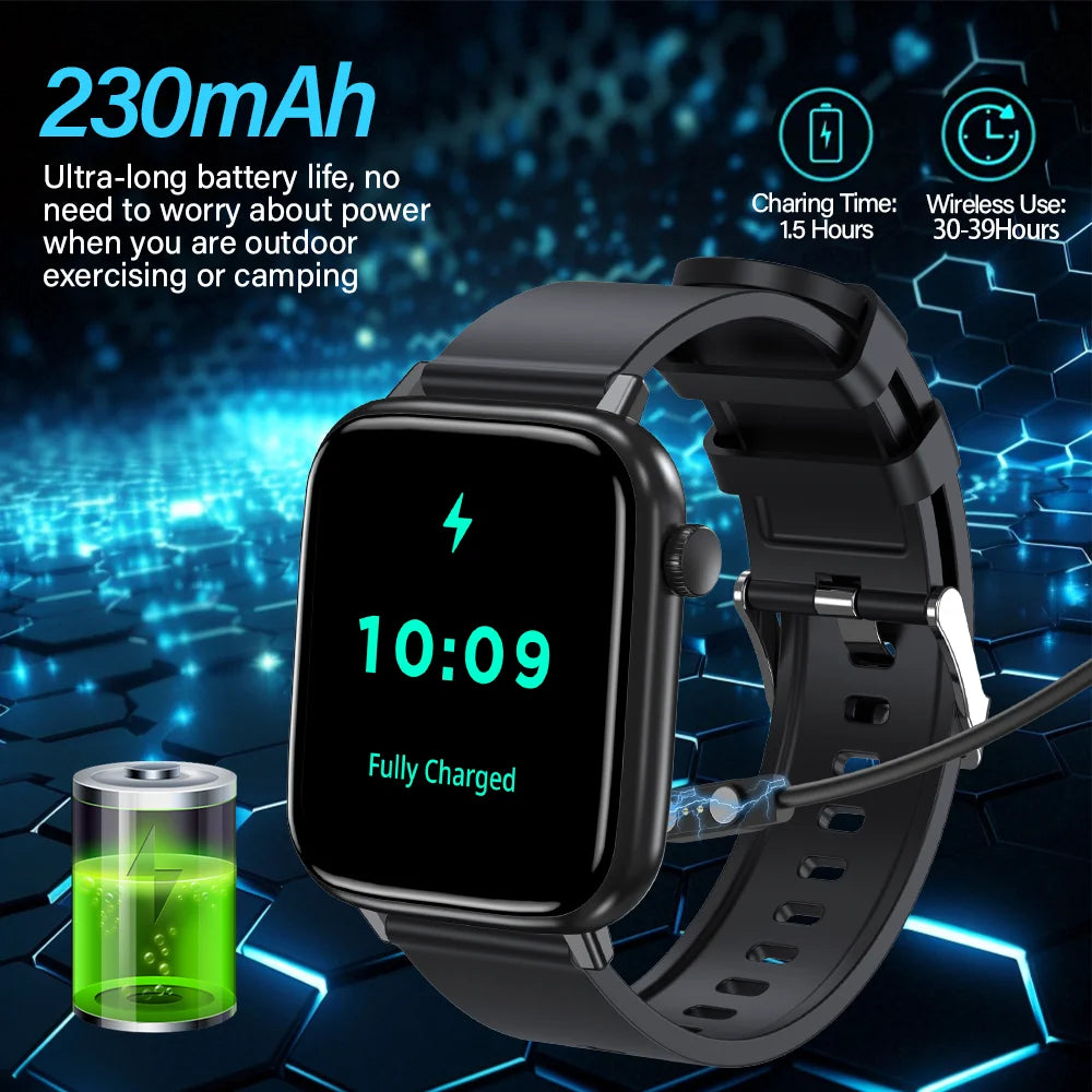 LAXASFIT Smartwatch Bluetooth Call Heart Rate IP68 Waterproof 100 Modes