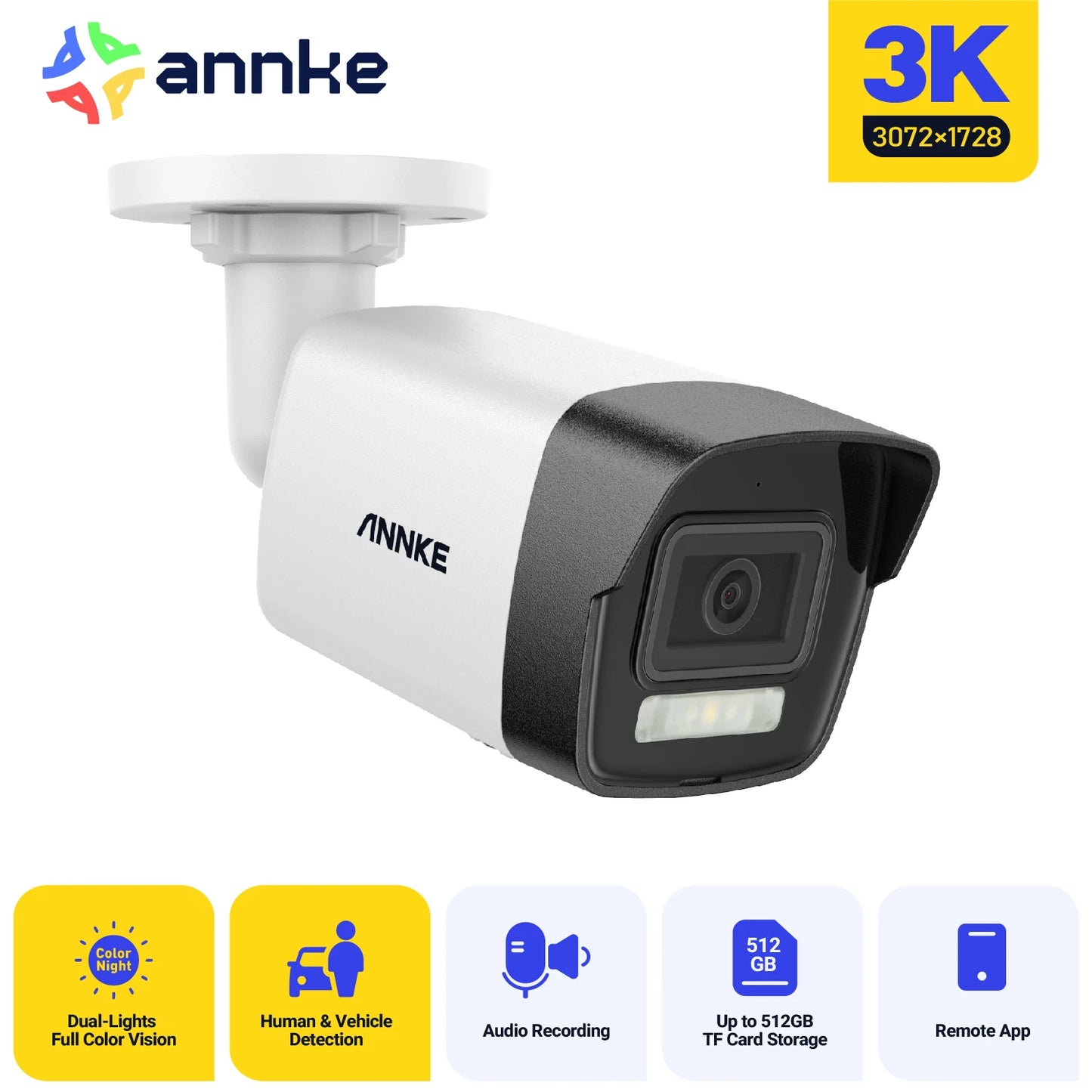ANNKE 12MP 3K Outdoor Dual Light PoE IP67 Security Camera