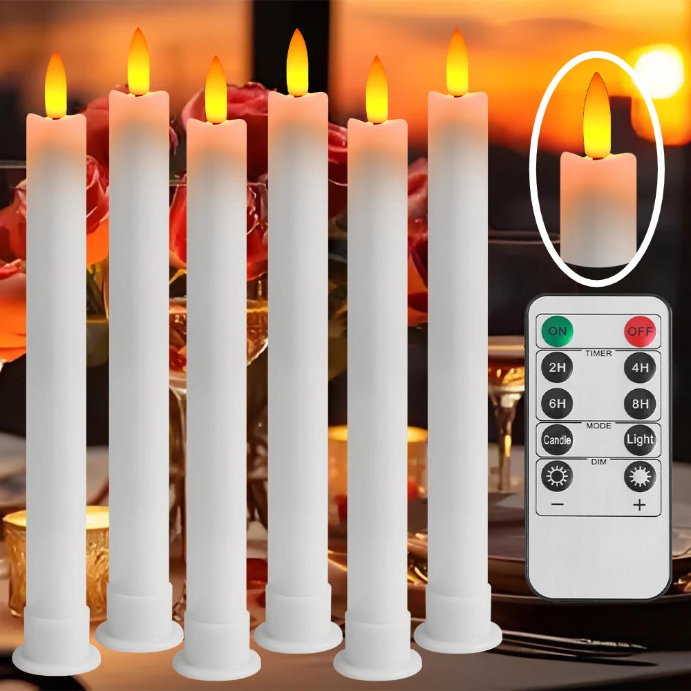Flameless Flickering LED Taper Candles With 10Key Remote For Window