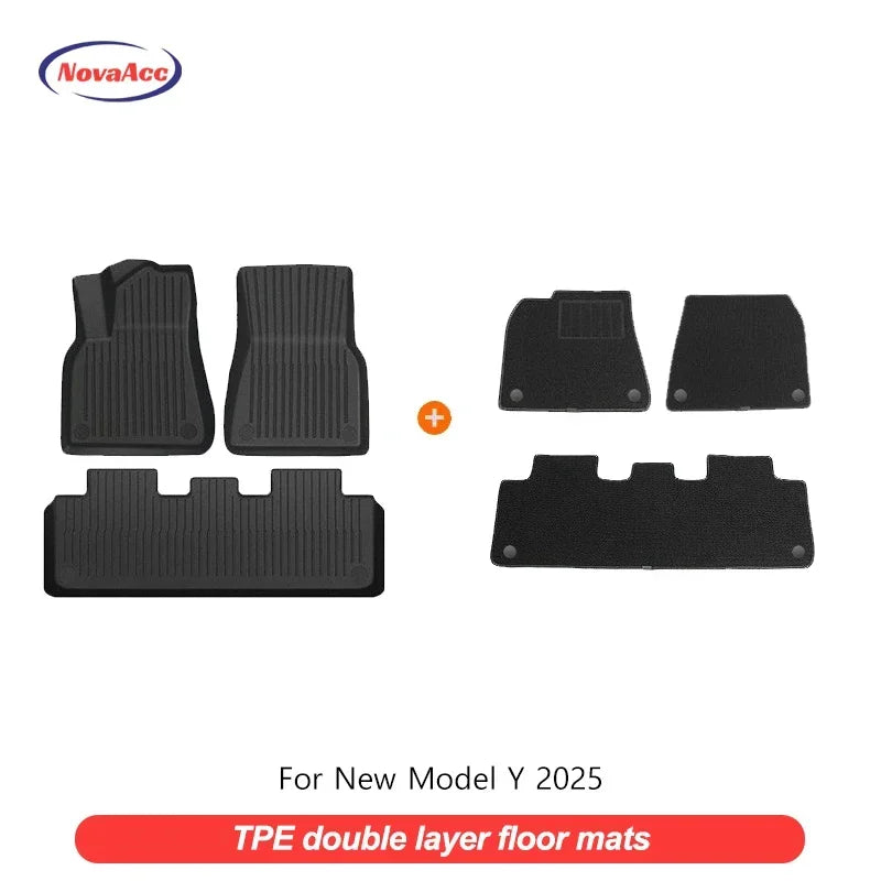 NovaAcc All Weather Floor Mats For Tesla Y Juniper TPE
