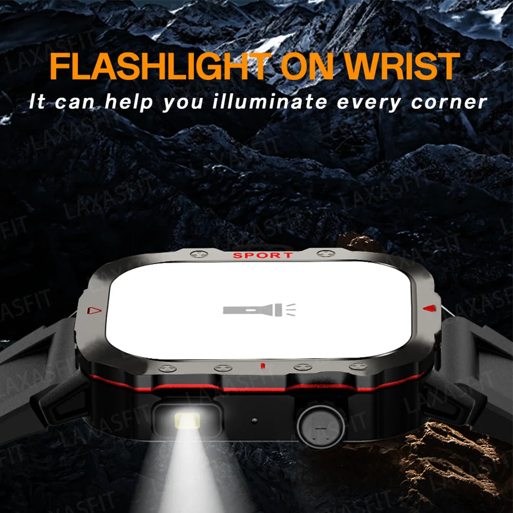 LAXASFIT Smart Watch with Bluetooth Voice Call and LED Flashlight