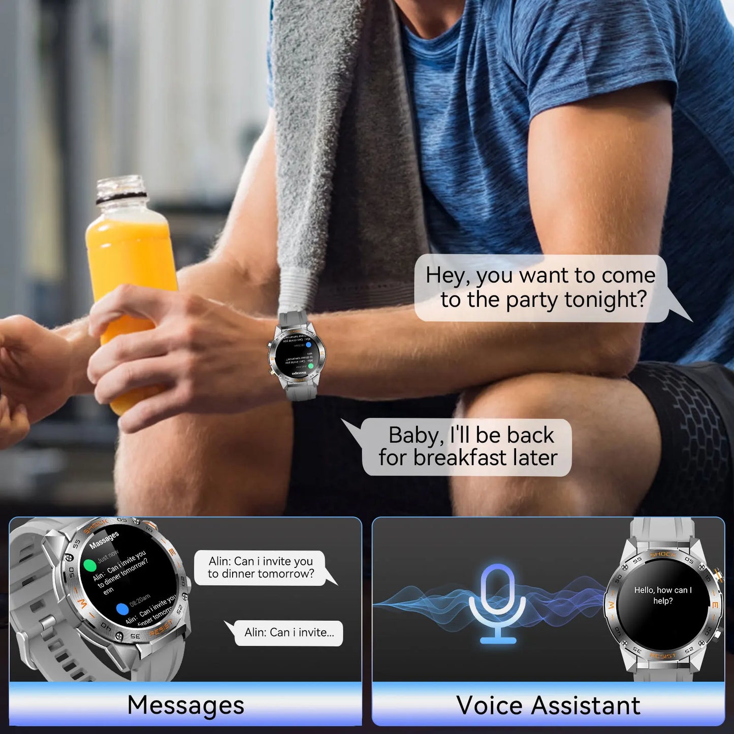 LaNikar Military Smartwatch for Men with Heart Rate Tracking