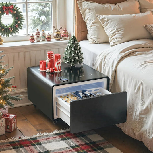 Smart Nightstand With Built-In Fridge And Wireless Charging