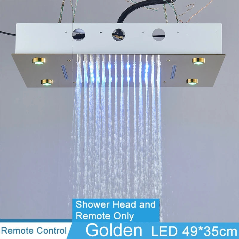 Shinesia Thermostatic Rainfall Ceiling Shower System With Led Remote Control