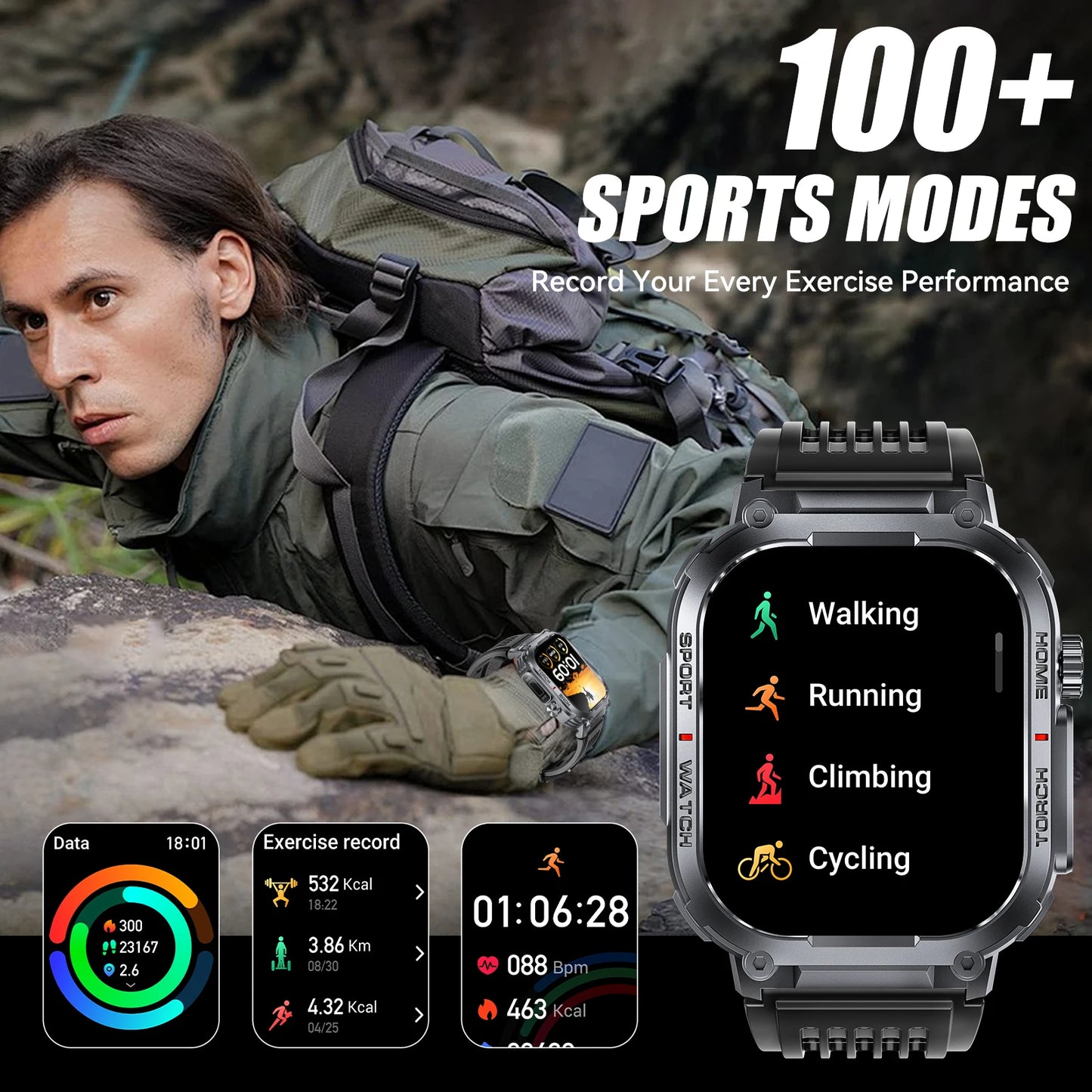EIGIIS Smartwatch Men Fitness Tracker Heart Rate Monitor