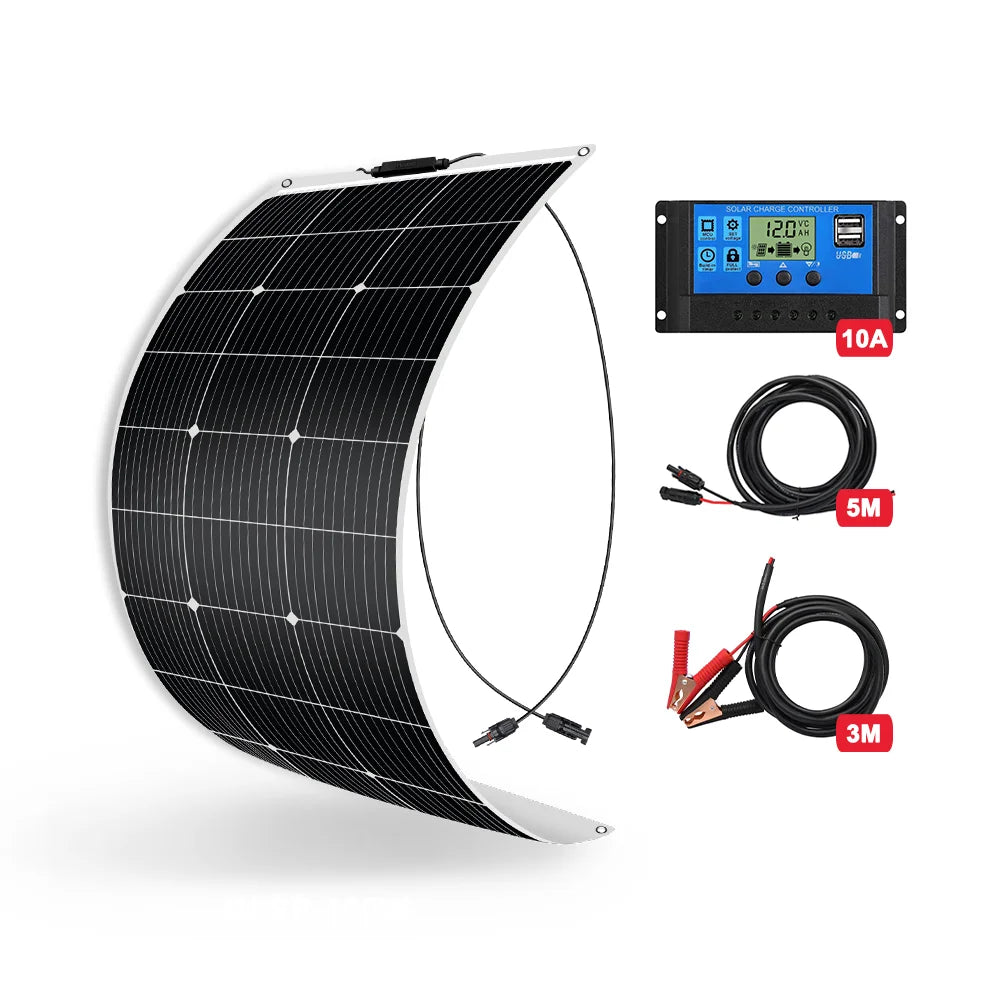 DOKIO Flexible Solar Panel 18V Waterproof Monocrystalline Camping