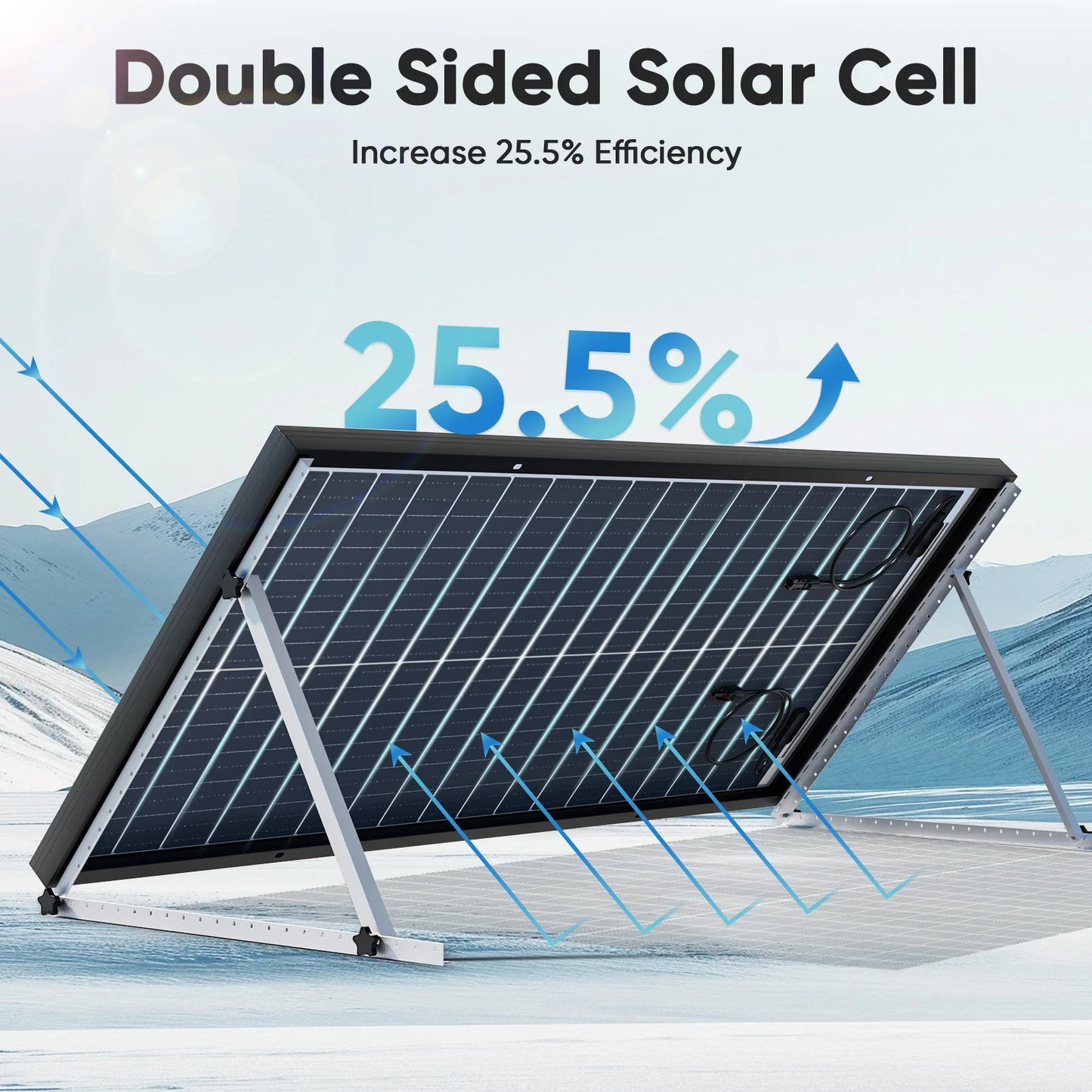 Rvpozwer 400W 12V Double Sided Monocrystalline Solar Panel