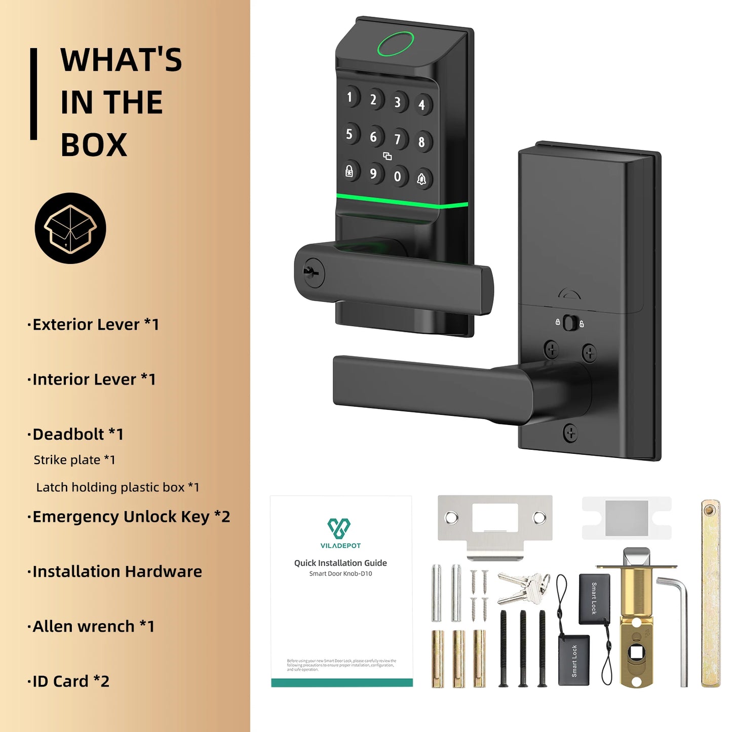 Viladepot Smart Lock Fingerprint Door Lock With Bluetooth App Control