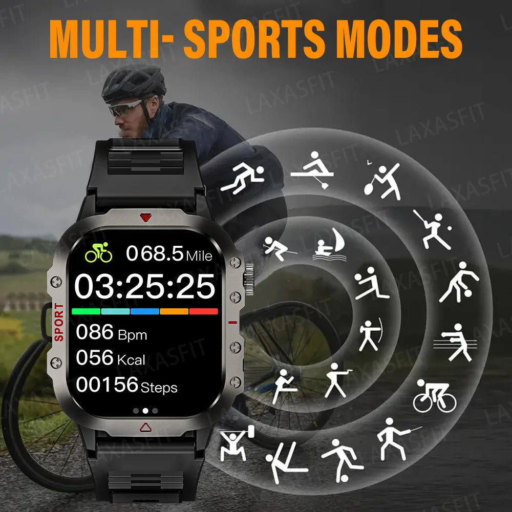LAXASFIT Smart Watch with Bluetooth Voice Call and LED Flashlight