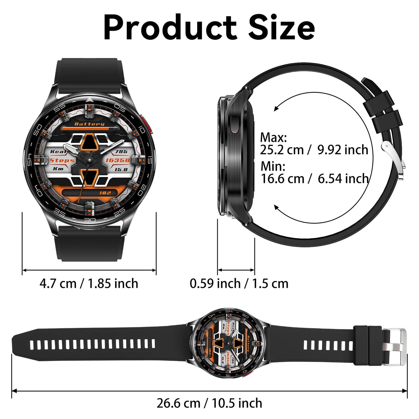 EIGIIIS Smart Watch With Earbuds 2 In 1 Heart Rate