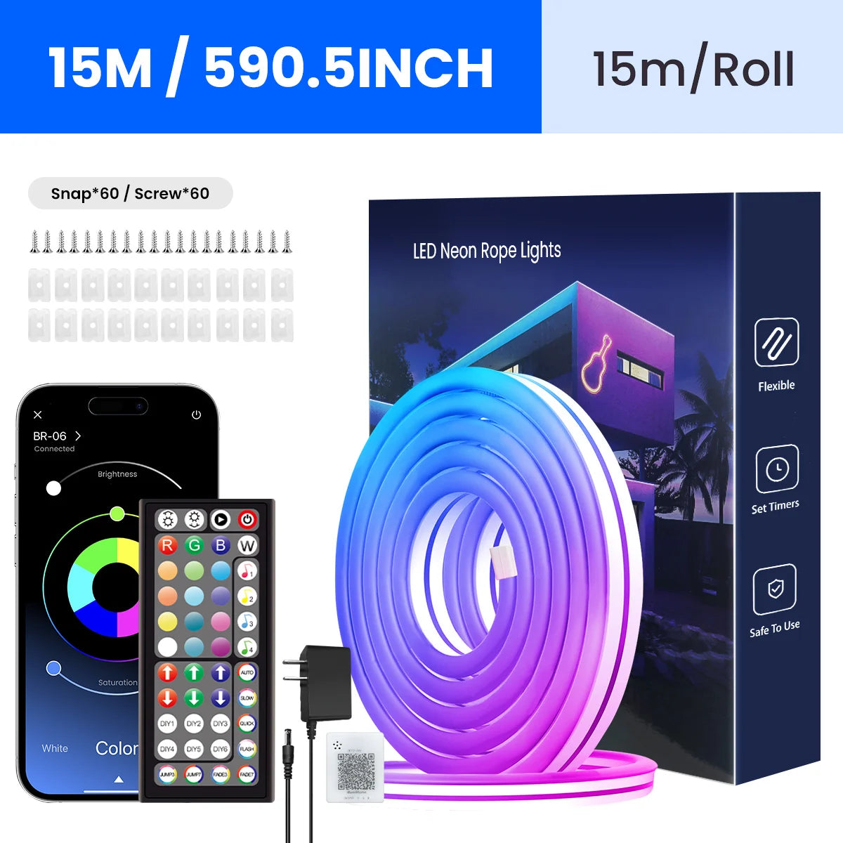 Aiopp Neon LED Rope Lights With RGB Remote App Control