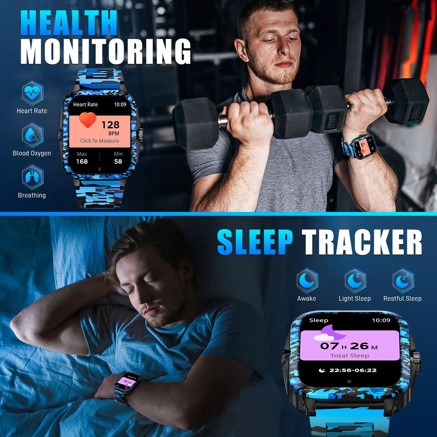 LaNikar KT71 Smart Watch 3ATM Waterproof Fitness Tracker