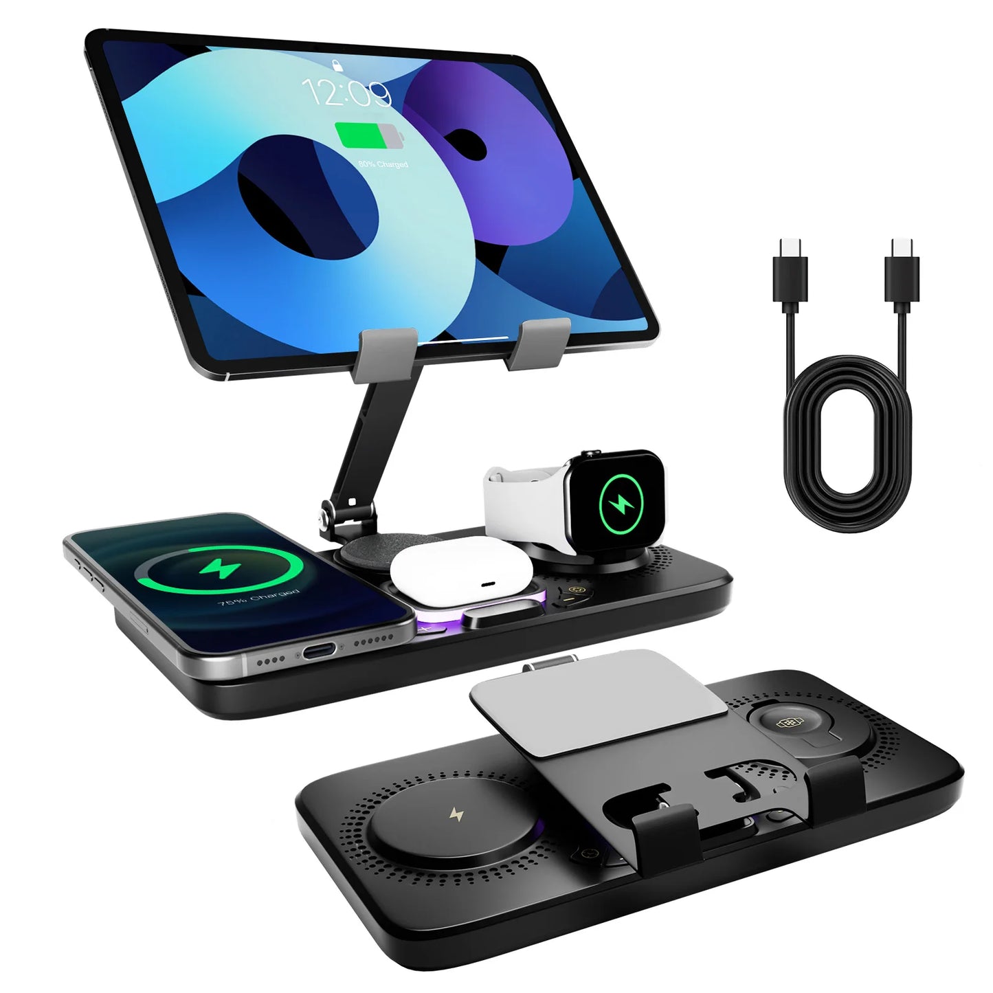 7 in 1 Wireless Charger Station for iPhone iPad AirPods
