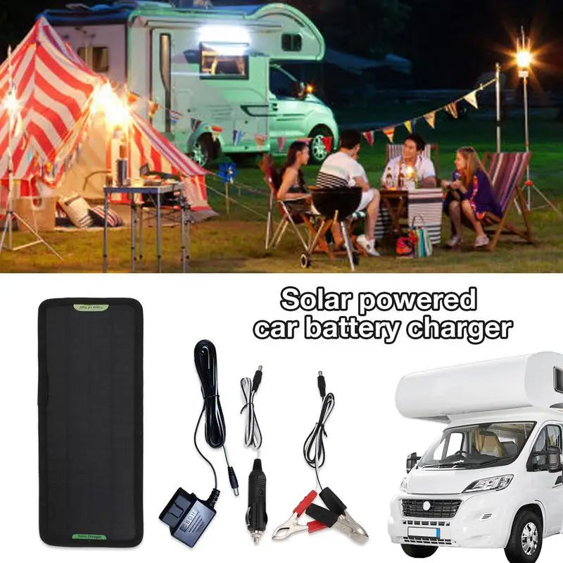 Solar Trickle Charger Waterproof 12V Car Battery Maintainer Kit