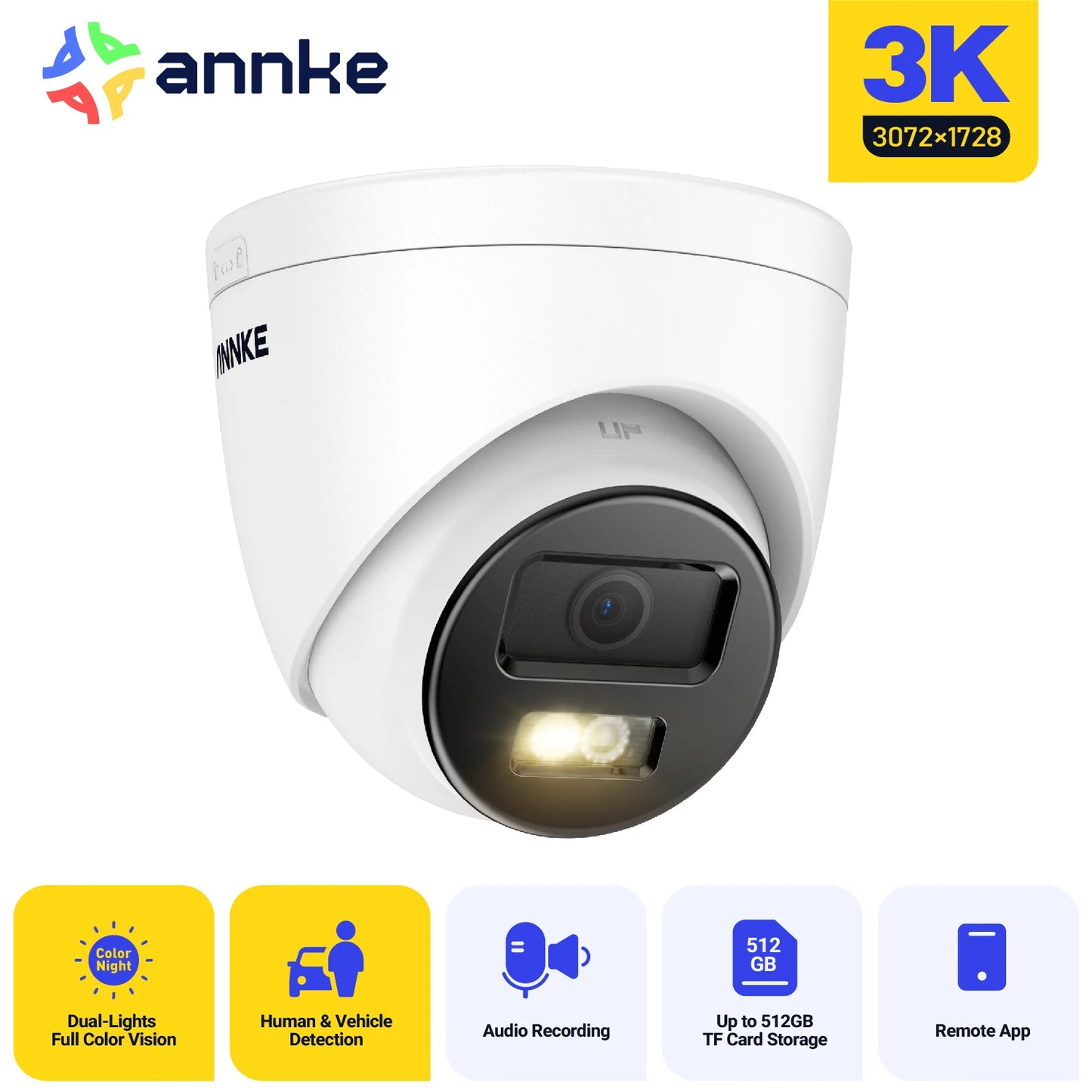 ANNKE 12MP 3K Outdoor Dual Light PoE IP67 Security Camera