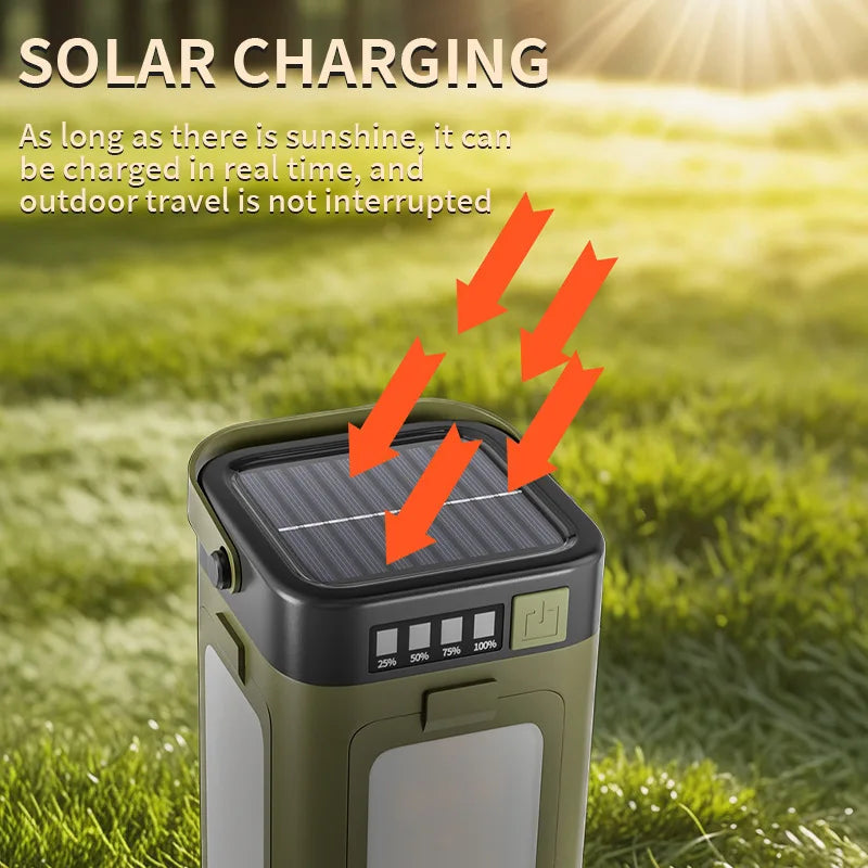 Zeorx Solar Camping Lantern With Power Bank 6 Modes USBC