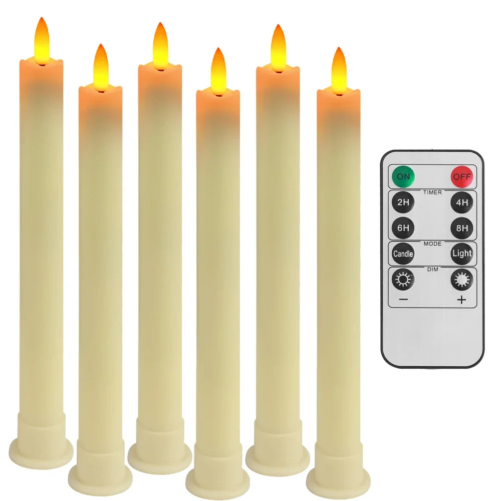 Flameless Flickering LED Taper Candles With 10Key Remote For Window