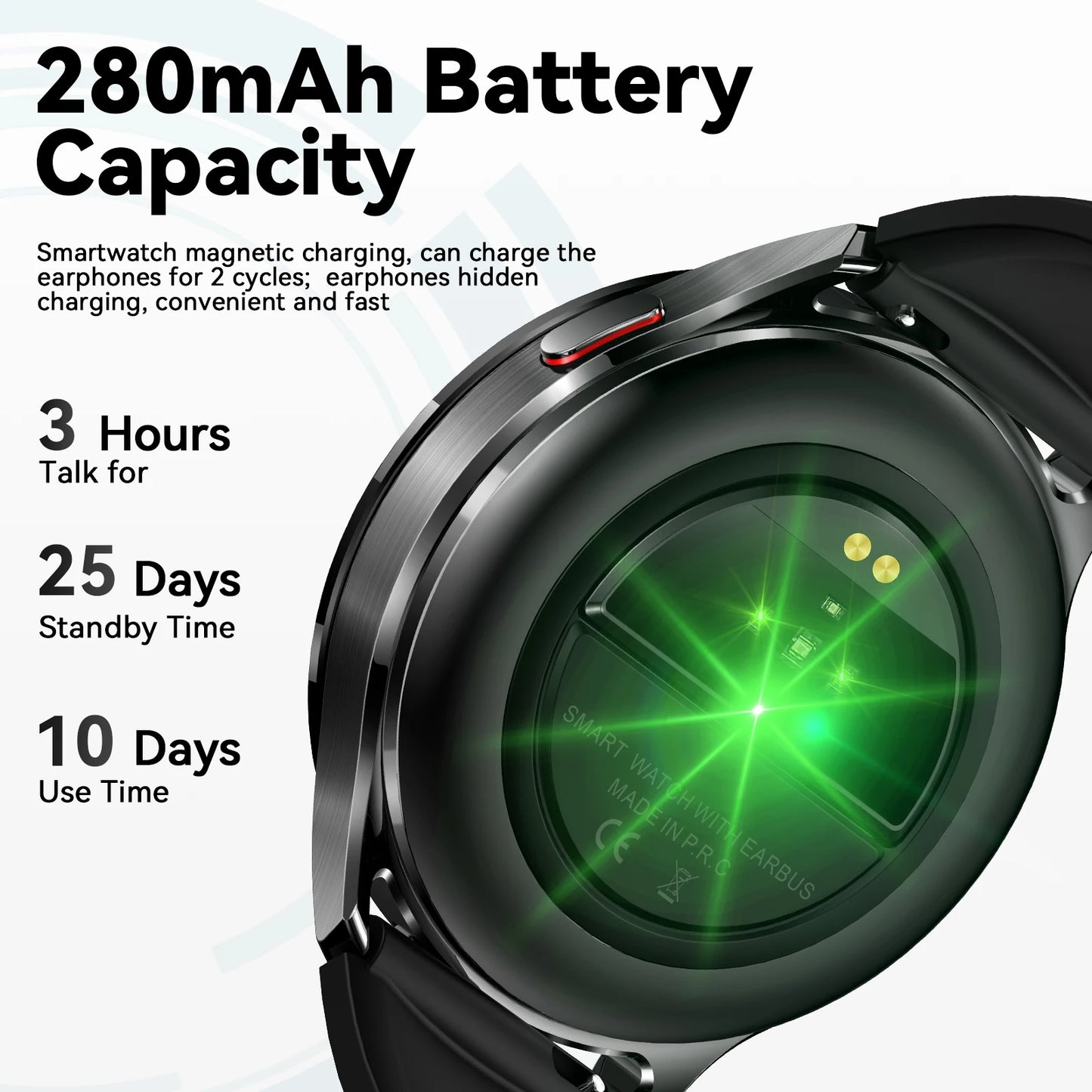 EIGIIIS Smart Watch With Earbuds 2 In 1 Heart Rate