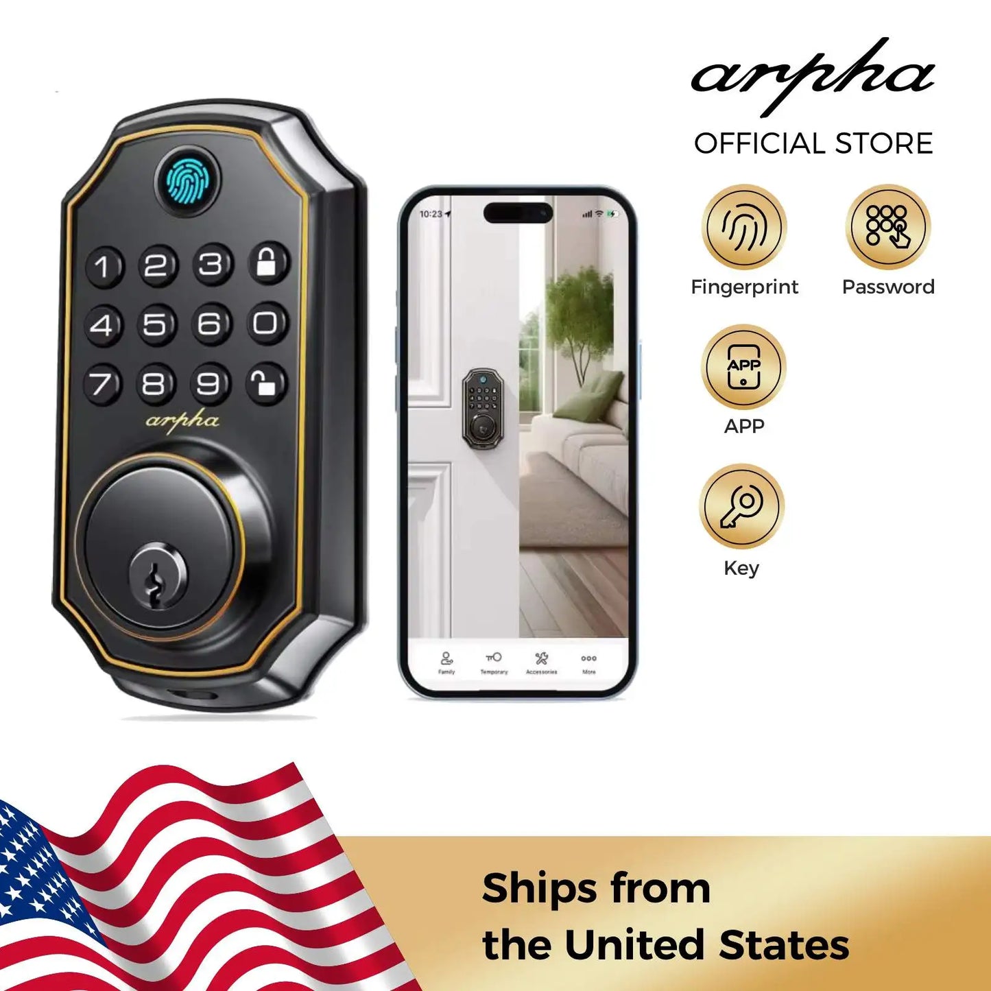 Arpha D280 Smart Fingerprint 5-In-1 Keypad Door Lock