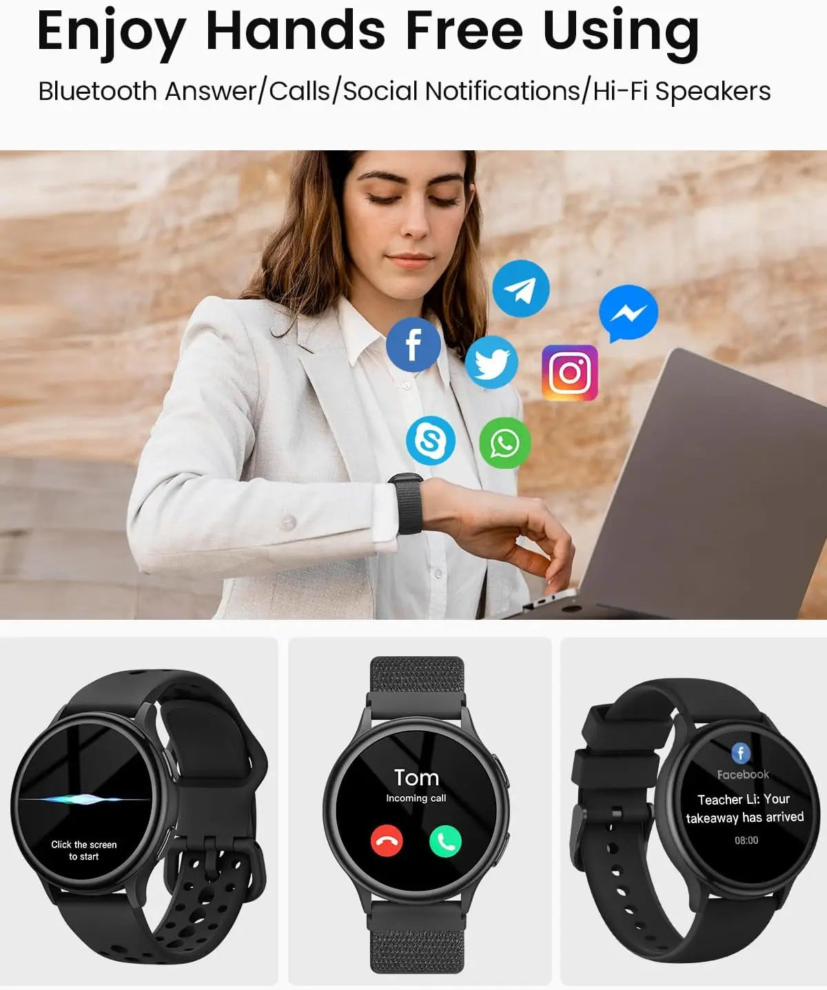 AnyloopCa Women's Smartwatch Fitness Tracker With 400 Plus Faces