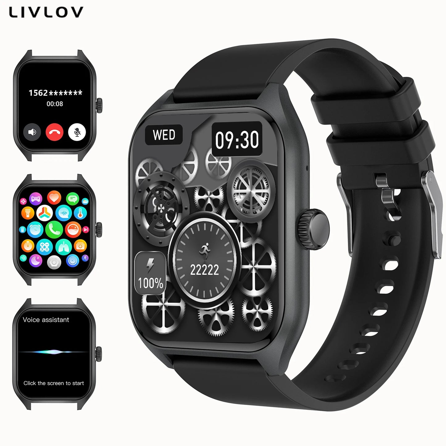 LIVLOVCP AI Voice Assistant Smartwatch For Men Women Health Tracker