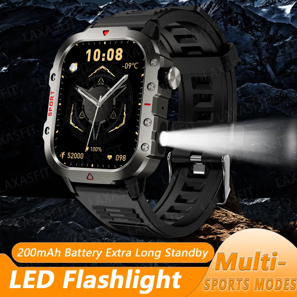 LAXASFIT Smart Watch with Bluetooth Voice Call and LED Flashlight